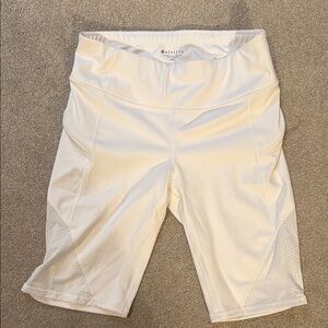Athleta Women's Cream / White Bike Shorts and Razorback built-in bra top